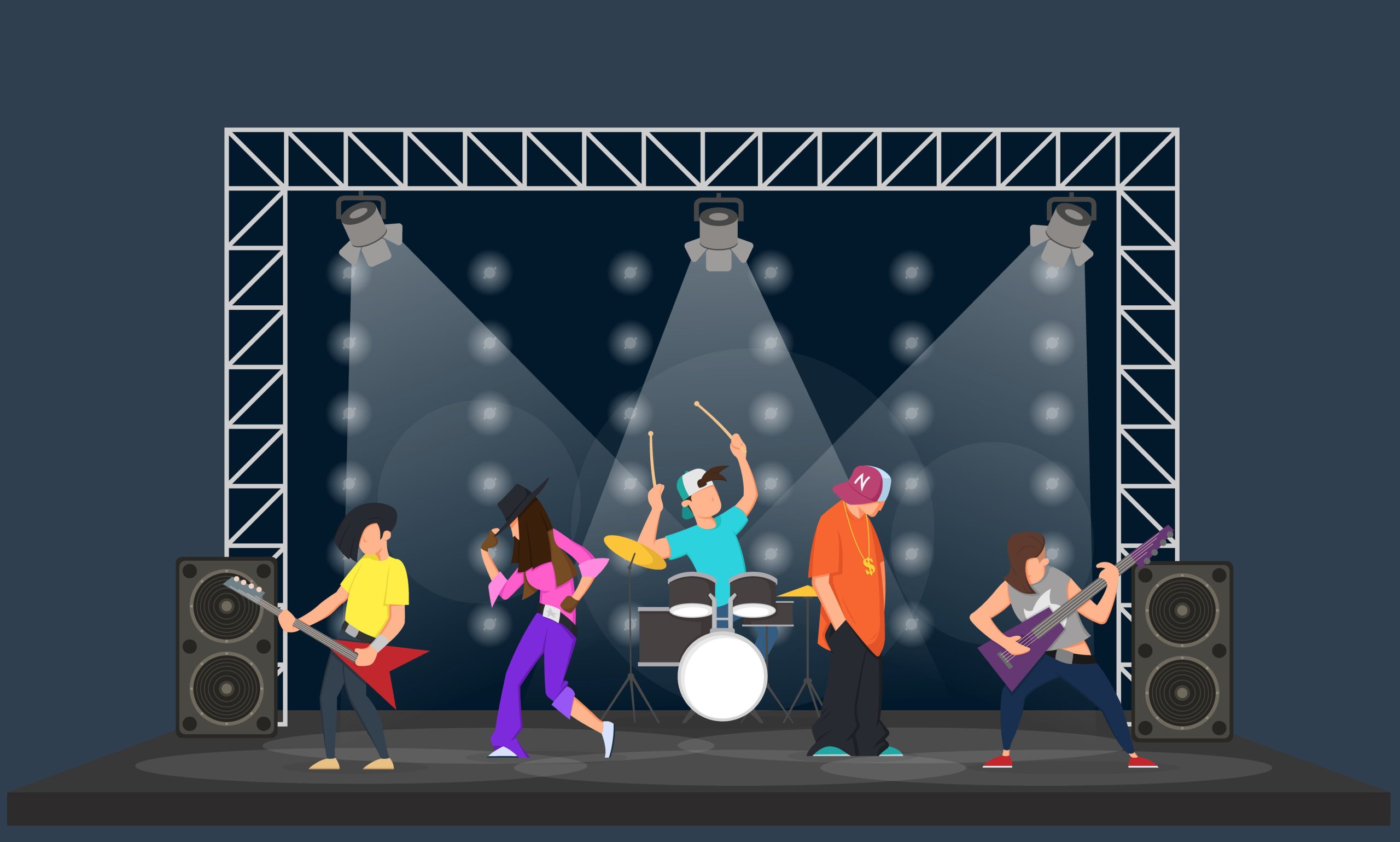 Stage Platform with Rock Band