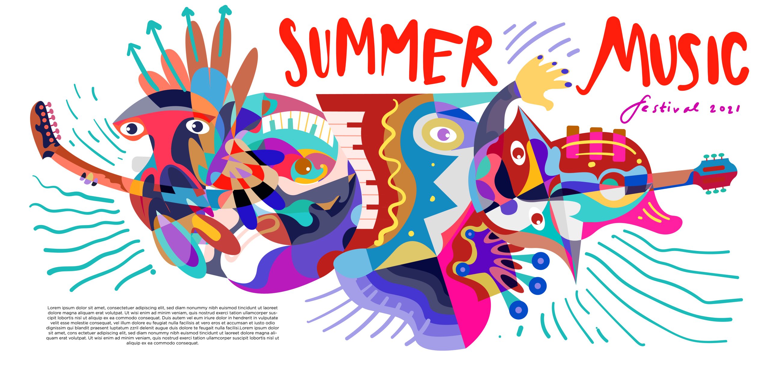 Vector illustration colorful summer music festival banners