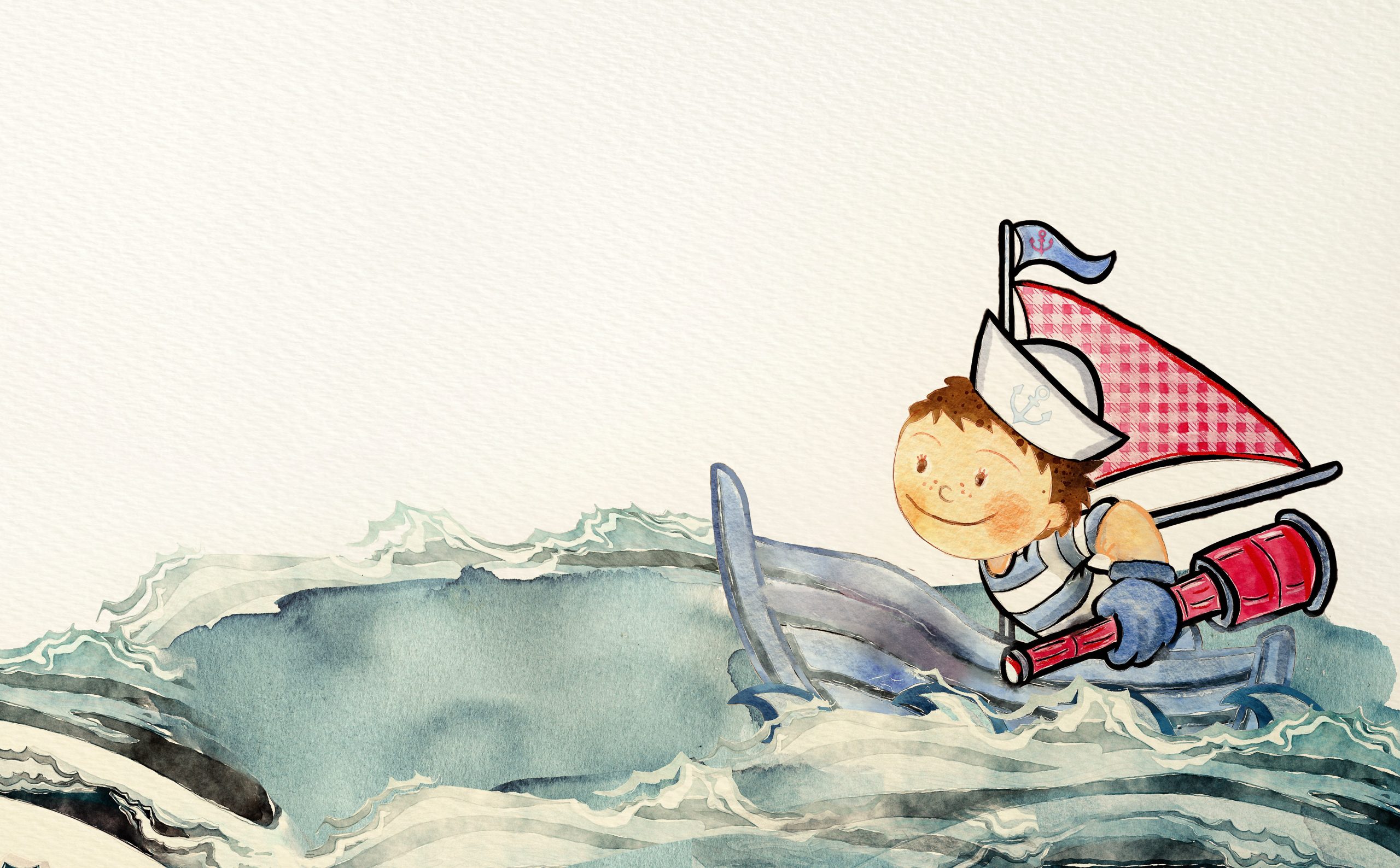 Sea adventure. Watercolor banner for children