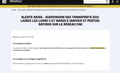 ALERTE NEIGE - SUSPENSION DES TRANSPORTS SCOLAIRES à nouveau CE MARDI